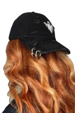 Ghost Pierced Baseball Cap -Vampirefreaks Sale Store ghost pierced baseball cap hats scarves headwear 868484