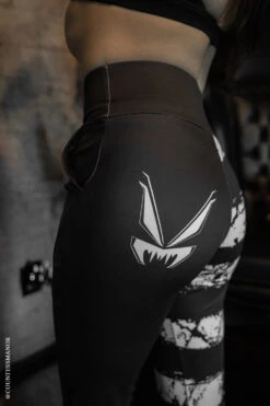 Ghost White Striped Split Flares [Black/White] -Vampirefreaks Sale Store ghost white striped split flares blackwhite womens bottoms 770085