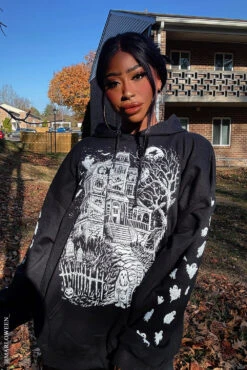 Haunted Mansion Hoodie [WHITE] -Vampirefreaks Sale Store ghost womens clothes