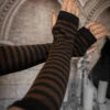 Steampunk Striped Arm Warmers [BLACK/BROWN]