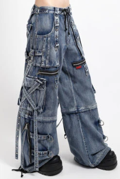 Tripp NYC X-Strap Pants [Blue-Fog Wash] -Vampirefreaks Sale Store goth baggy jeans