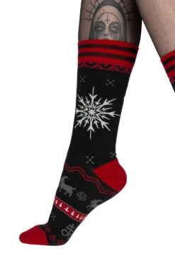Beelzebuck Ugly Xmas Sweater Crew Socks -Vampirefreaks Sale Store goth christmas socks