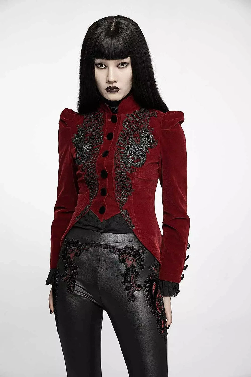 Red Death Victorian Goth Cropped Coat 3 Red Death Victorian Goth Cropped Coat - Image 3