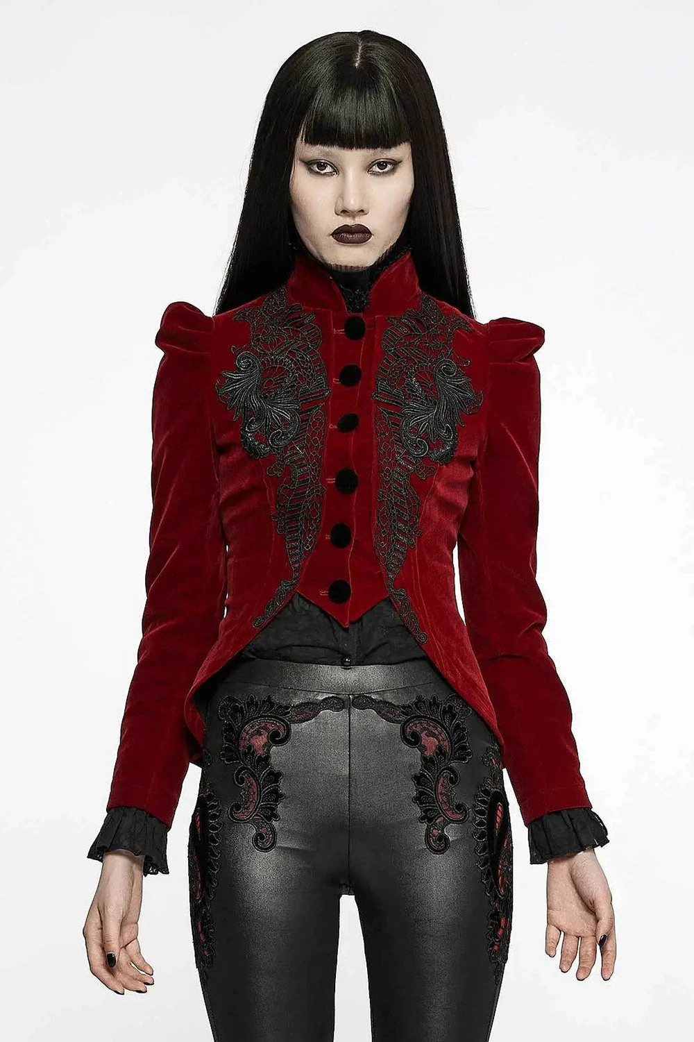 Red Death Victorian Goth Cropped Coat 1 Red Death Victorian Goth Cropped Coat