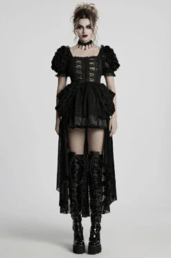 Vampyre Layered Puff Shoulder Lace Dress -Vampirefreaks Sale Store goth dress with puf