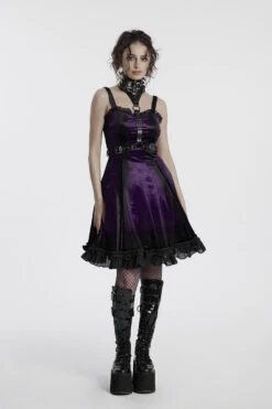 Purple Crystal Ruffled Mini Dress [Violet] -Vampirefreaks Sale Store goth dress womens fa6c93b3 6f54 4e95 950c f8b2f2dcedfd