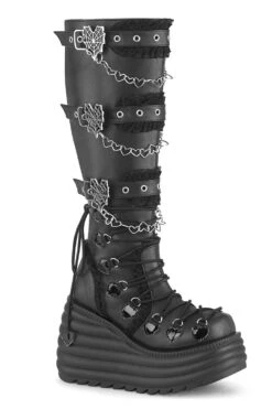 Spiderweb Dread Thigh High Platforms [MORTE-215] -Vampirefreaks Sale Store goth girl boots