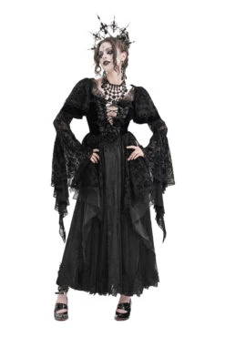 Flared Sleeve Tiered Gothic Gown