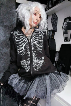 Dead Inside Skeleton Hoodie -Vampirefreaks Sale Store goth jacket