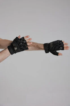 Wasteland Spiked Fingerless Gloves -Vampirefreaks Sale Store goth leather gloves