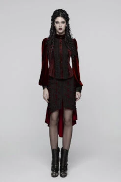 Bride Of Dracula Skirt [Blood Red] -Vampirefreaks Sale Store goth long fishtail skirt