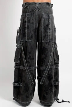 Tripp NYC Denim Strap Pants [Black Ink Wash] -Vampirefreaks Sale Store goth pants c2170406 4039 4b29 9b1e fb478659d63d