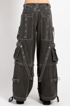 Tripp NYC Denim Strap Zip Off Pants [Black Denim] -Vampirefreaks Sale Store goth pants e236ed22 4c06 4221 b00e 7501c567d125