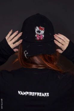 Hell Kitty Pierced Baseball Cap -Vampirefreaks Sale Store goth piercing hat
