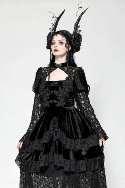 Royalcore Layered Dark Princess Dress -Vampirefreaks Sale Store goth princess velvet dress