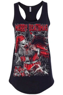 Merry Deathmas Christmas Tee [Multiple Styles Available] -Vampirefreaks Sale Store goth santa chistmas racerback tank black front resize