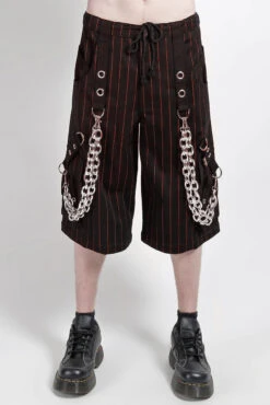 Tripp NYC Godfather Chain Stripe Pants [Black/Red] -Vampirefreaks Sale Store goth shorts 2819181b 5261 4fa2 a1d9 5c6799f2fb8c