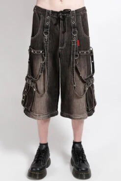 Tripp NYC Denim Strap Pants [Black Dirty Wash] -Vampirefreaks Sale Store goth shorts 83b76d68 8fb1 4bac 8f6b a77aae4e3bd9
