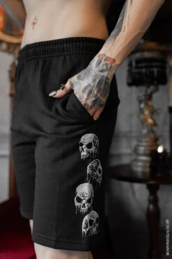 Catacomb Sweat Shorts [Unisex] -Vampirefreaks Sale Store goth shorts a86b748d 9bc0 472f bb08 21be682a3006