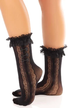 LEG AVENUE Mini Bow Ruffled Lace Fishnet Socks [Multiple Colors] -Vampirefreaks Sale Store goth socks 46bd9097 e929 4ae6 96d3 8945a24315c5