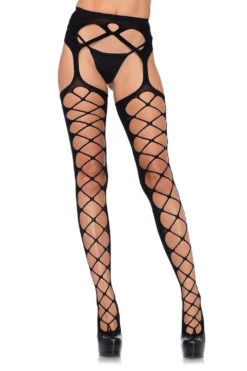 LEG AVENUE Midnight Garter Belt Tights