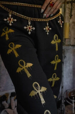 Batwing Ankh Joggers [Unisex] -Vampirefreaks Sale Store goth sweatpants 9404d8a5 a07e 425b 96fe 03b92d8526c6