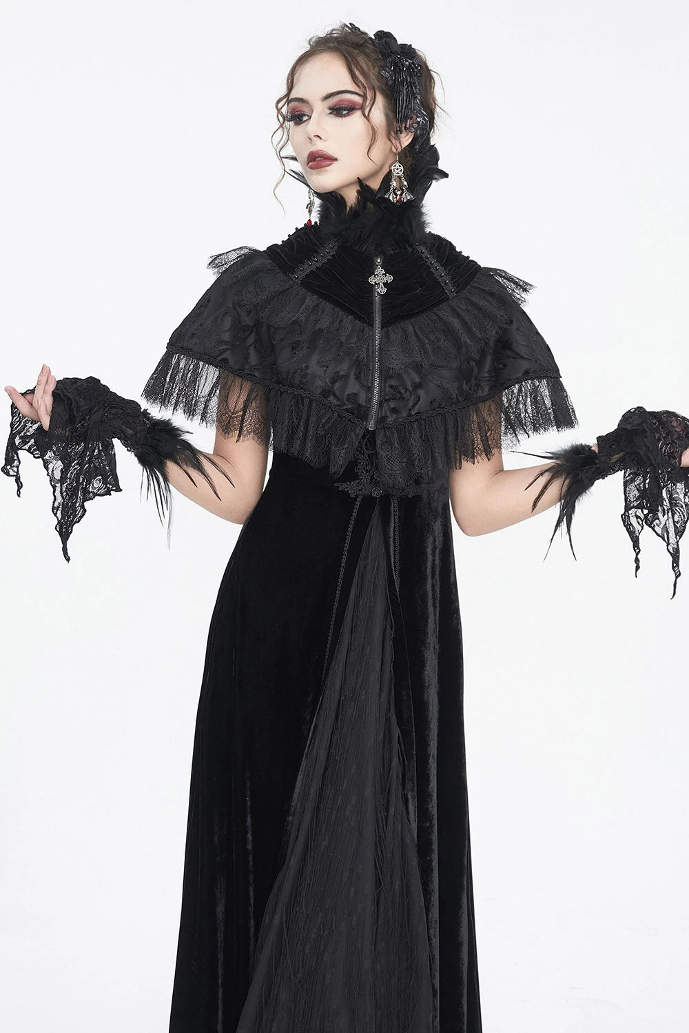 Raven Feather Gothic Gloves 5 Raven Feather Gothic Gloves - Image 5