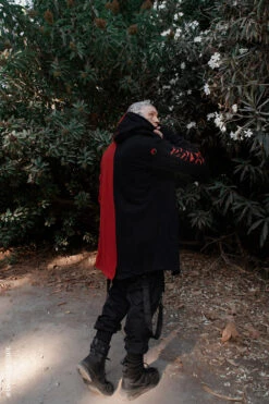 Split Mage Hoodie [Black/Red] -Vampirefreaks Sale Store goth winter clothes