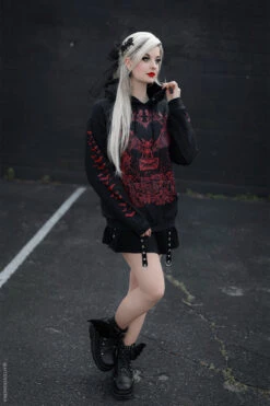 Bat Romance Hoodie [BLOOD RED] -Vampirefreaks Sale Store goth womens clothing