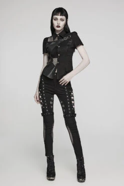 Abyss Fishnet Cutout Skinny Jeans -Vampirefreaks Sale Store goth pants for women