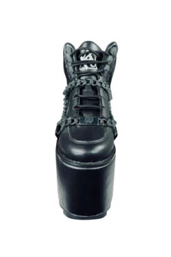 Qozmo Chain Platform Ankle Boots [Black] -Vampirefreaks Sale Store gothic ankle boots