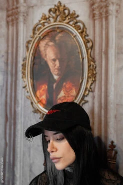 Vampire Bat Pierced Baseball Cap [Red] -Vampirefreaks Sale Store gothic bat embroidred hat