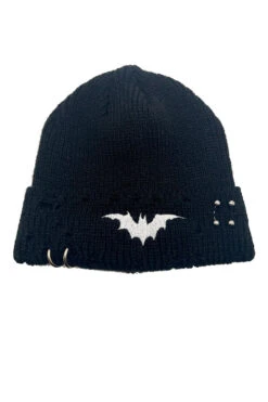 Distressed Pierced Beanie [White Bat] -Vampirefreaks Sale Store gothic beanie 77cd9d7c ef94 40f2 be56 35c1b98f5050
