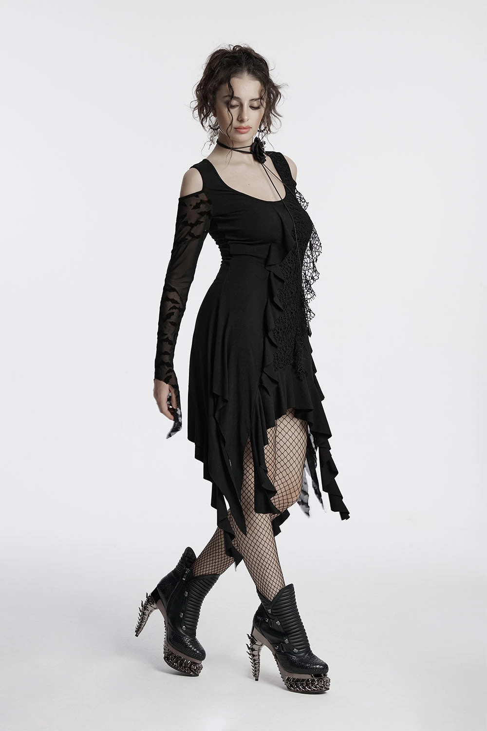 Celestial Cold Shoulder Witchy Hem Dress 3 Celestial Cold Shoulder Witchy Hem Dress - Image 3