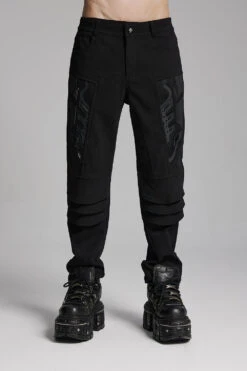 Black Pill Armored Moto Pants -Vampirefreaks Sale Store gothic black jeans