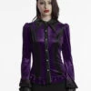 Velvet Vamp Batwing Collar Button Shirt [Purple]