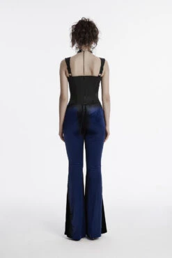 Sapphire Moon Velvet Bell Bottoms [Blue] -Vampirefreaks Sale Store gothic blue velvet pants for women