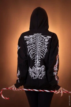 Xmas Skeleton Hoodie -Vampirefreaks Sale Store gothic christmas hoodie clothes