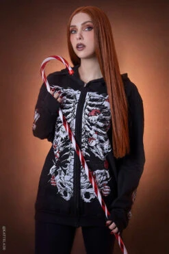 Xmas Skeleton Hoodie -Vampirefreaks Sale Store gothic christmas skeleton clothing