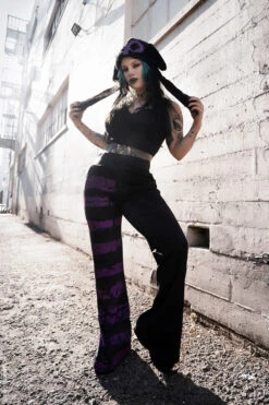 Dead Purple Striped Split Flares [Purple/Black] -Vampirefreaks Sale Store gothic flares 8e3946e0 427d 4582 b95e 66bdfca22e23