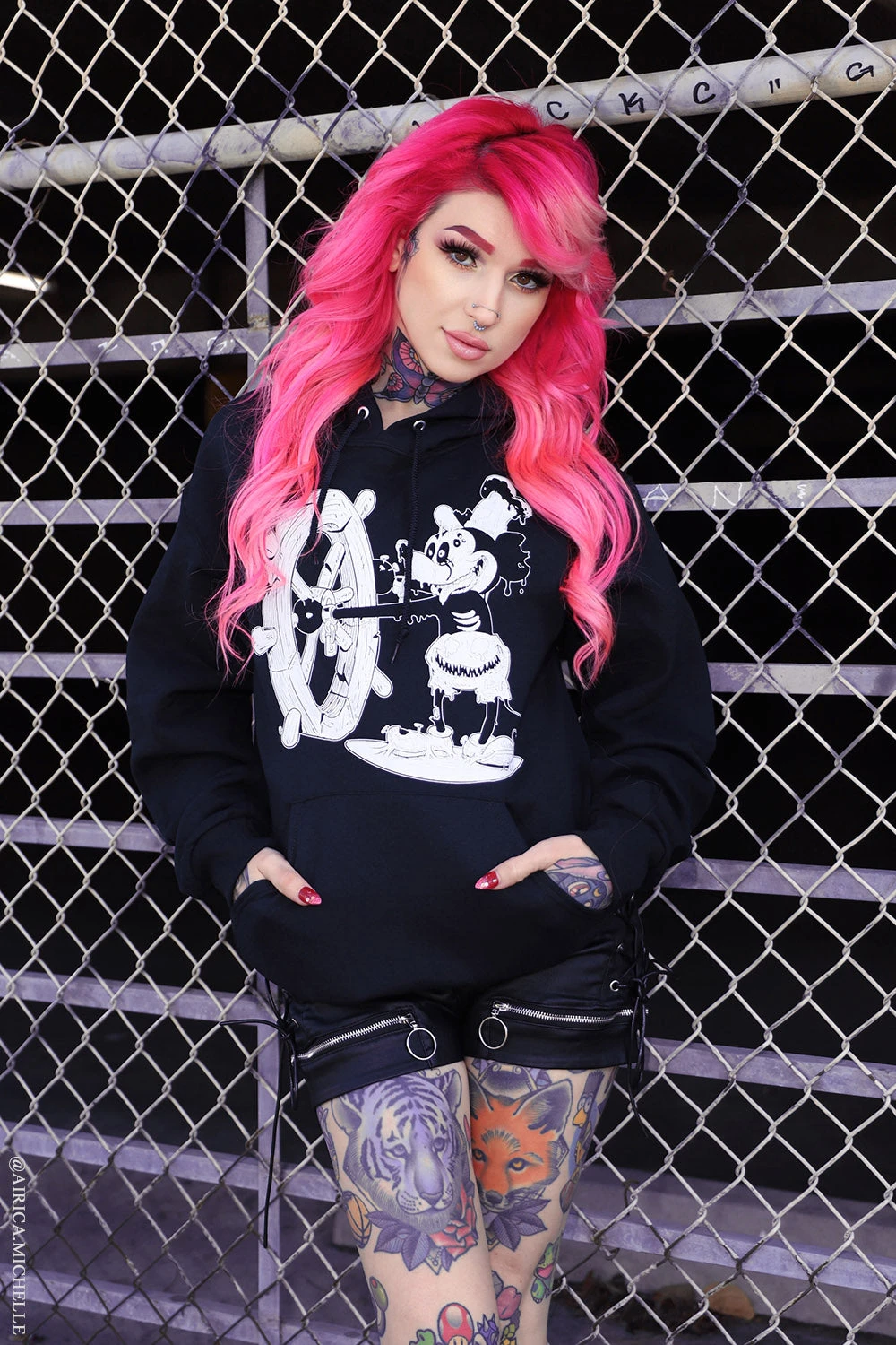 Steamboat Willie Mickey Zombie Hoodie 2 Steamboat Willie Mickey Zombie Hoodie - Image 2