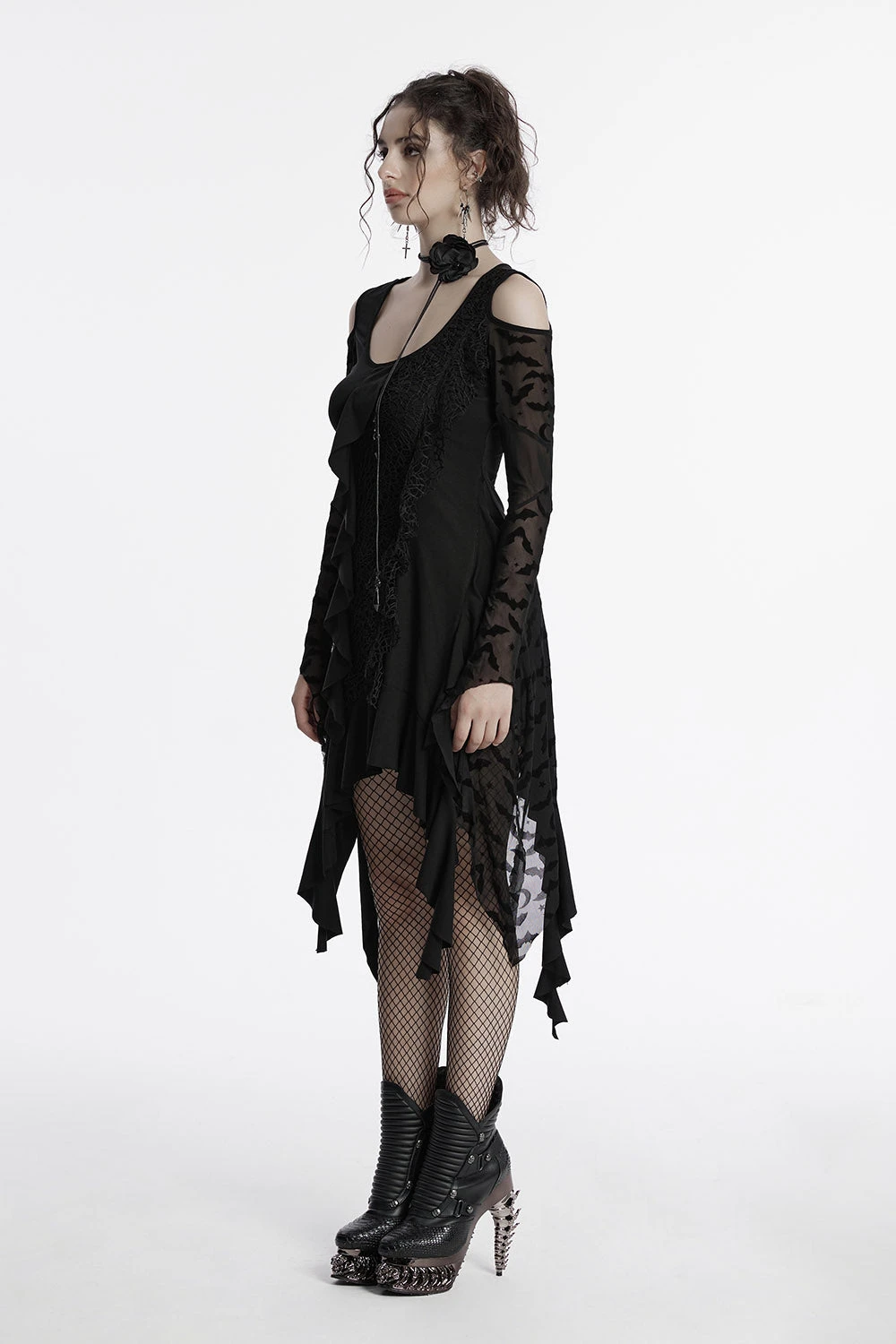 Celestial Cold Shoulder Witchy Hem Dress 5 Celestial Cold Shoulder Witchy Hem Dress - Image 5