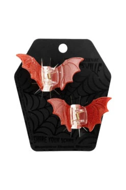Bat Med Claw Clip Set [Red Glitter] -Vampirefreaks Sale Store gothic hair clips 568d9e40 199c 4db0 9c97 bbc17f7caa6f