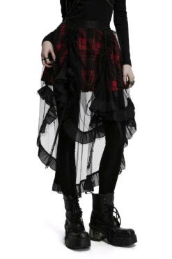 Pixie Dust Plaid Mesh Skirt -Vampirefreaks Sale Store gothic high low tulle skirt with