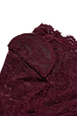 Merlot Long Sleeve Lace Shirt [Red] -Vampirefreaks Sale Store gothic lace tops