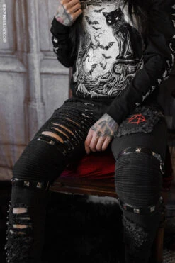 Annihilate Safety Pin Studded Pants -Vampirefreaks Sale Store gothic mens clothes f64ac60a ec89 4b63 a496 5f4bf311a993