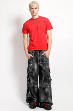 Tripp NYC Lock Up Denim Pants [Storm Wash] -Vampirefreaks Sale Store gothic mens fashion