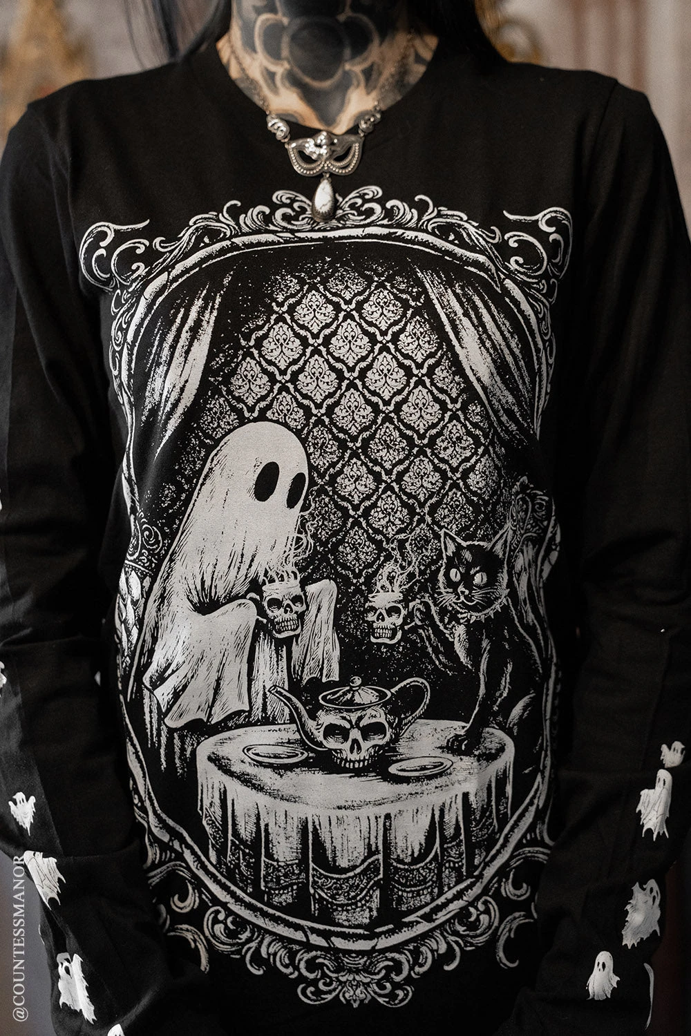 Ghostly Tea Time T-shirt 2 Ghostly Tea Time T-shirt - Image 2