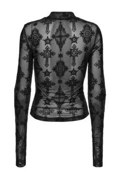 Cathedral Crosses Mesh Top -Vampirefreaks Sale Store gothic mesh shirt