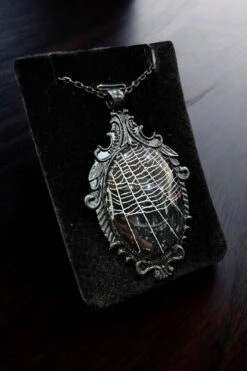 Real Spiderweb Large Filigree Cabochon Necklace [Black] -Vampirefreaks Sale Store gothic necklace 062e412f c015 437e 89e6 f877eb3d620b